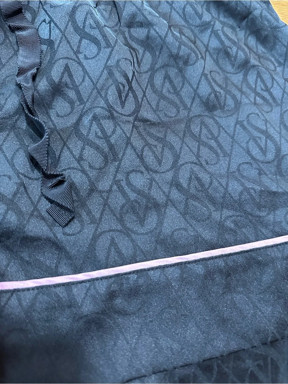Victoria's Secret lg Black Monogram Lounge Shorts with Contrast Piping